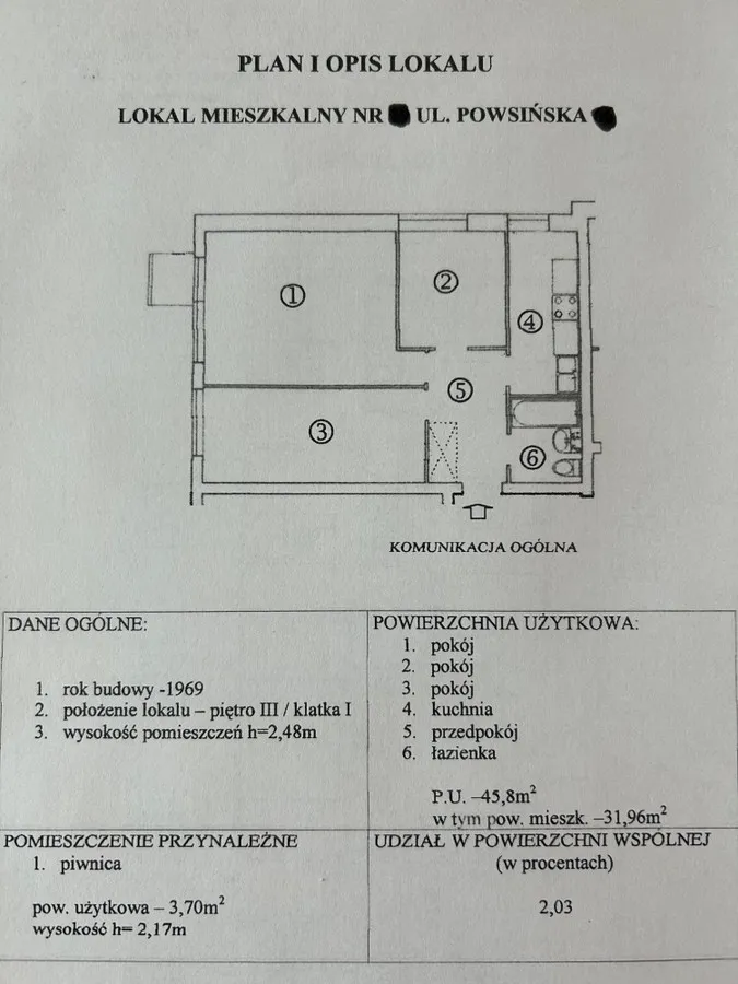 MIESZKANIE NA SADYBIE 46m2 / 3 pok 