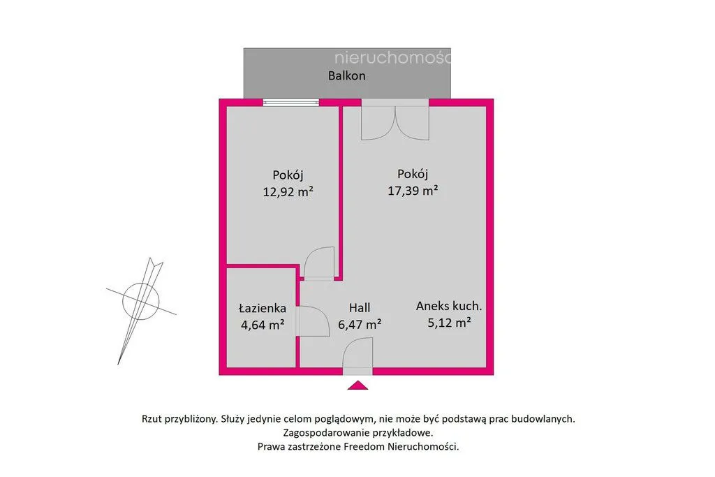 Przestronne 2-pokojowe mieszkanie z balkonem 