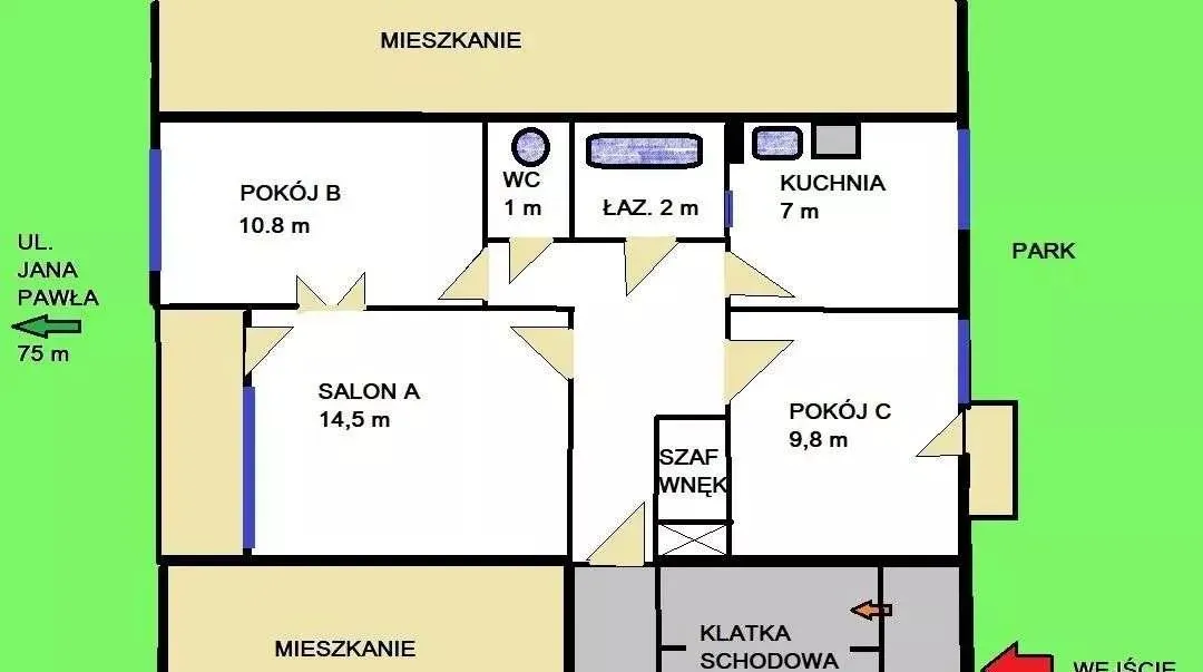 Mieszkanie na sprzedaż 3 pokoje 56m2