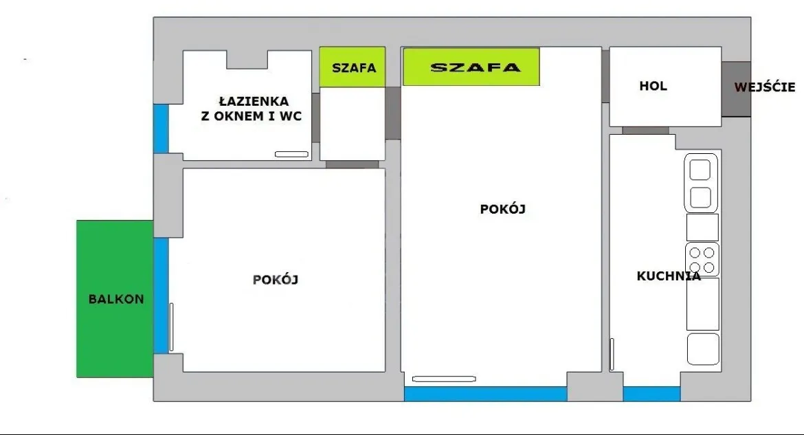 Warszawa Mokotów, ul. Braci Pillatich Mieszkanie - 2 pokoje - 38 m2 - 4 piętro