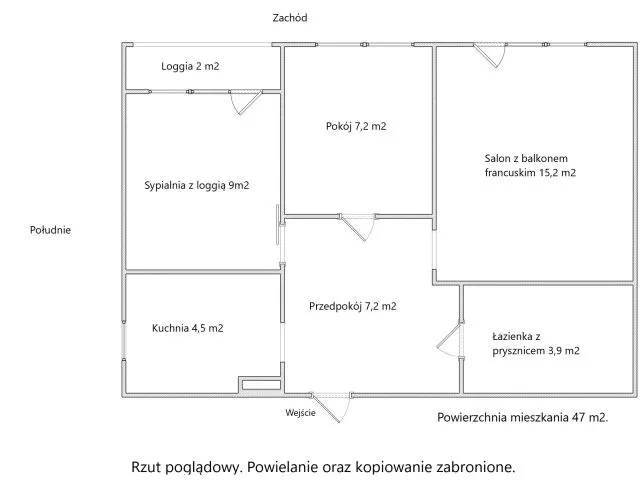 Warszawa Wola, ul. Okopowa Mieszkanie - 3 pokoje - 47 m2 - 2 piętro