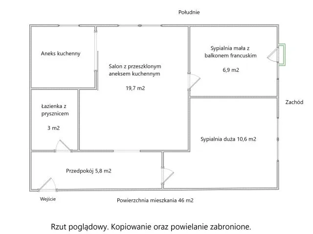 Warszawa Śródmieście, ul. Pańska Mieszkanie - 3 pokoje - 46 m2 - 1 piętro