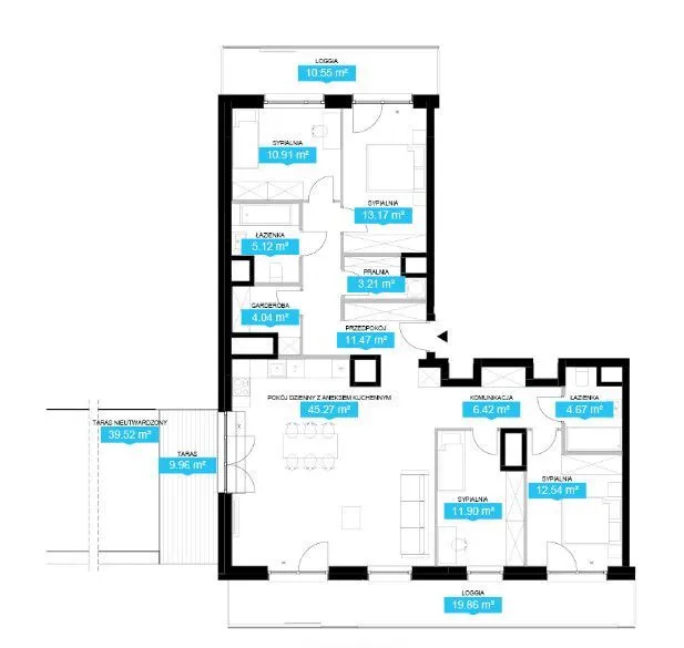 Apartament na 14 piętrze z dużym tarasem i loggią