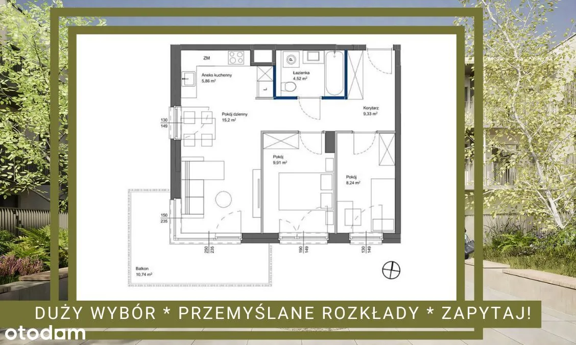 PRZEDSPRZEDAŻ*10min.do Metra *Balkon* Ogródek 59m2