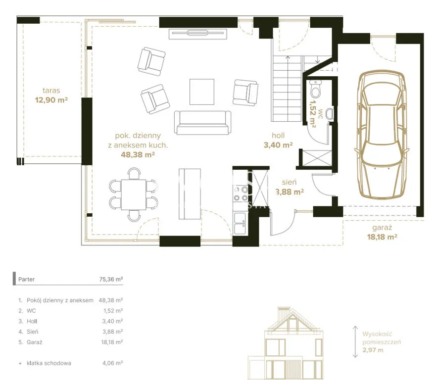 Nowoczesny bliźniak 191,28 m2 