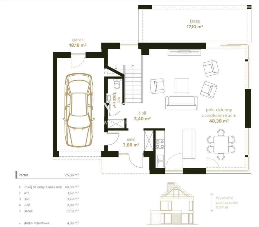 Nowoczesny bliźniak 191,28 m2 