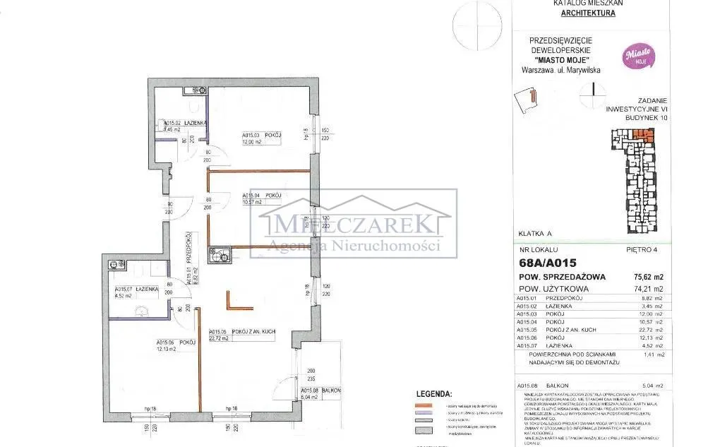 Mieszkanie na sprzedaż, 75 m², 4 pokoje Warszawa Białołęka Żerań 