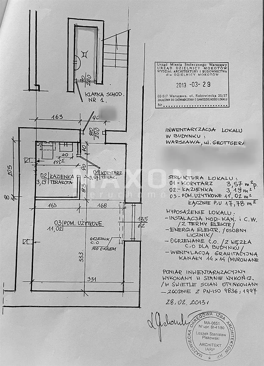 Sprzedam kawalerkę: Warszawa Mokotów , ulica ul. Artura Grottgera, 20 m2, 349000 pln, 1 pokój - Domiporta.pl