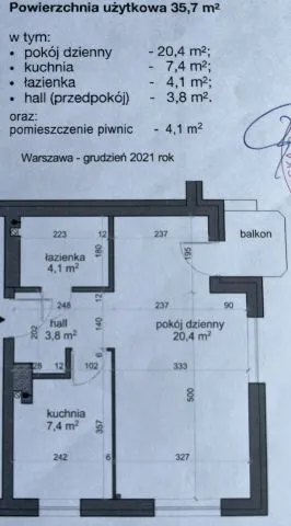 Warszawa Rakowiec, ul. Racławicka Mieszkanie - 2 pokoje - 36 m2 - 3 piętro