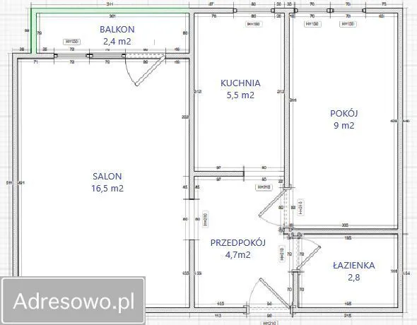 Warszawa Saska Kępa, ul. Saska Mieszkanie - 2 pokoje - 39 m2 - 7 piętro