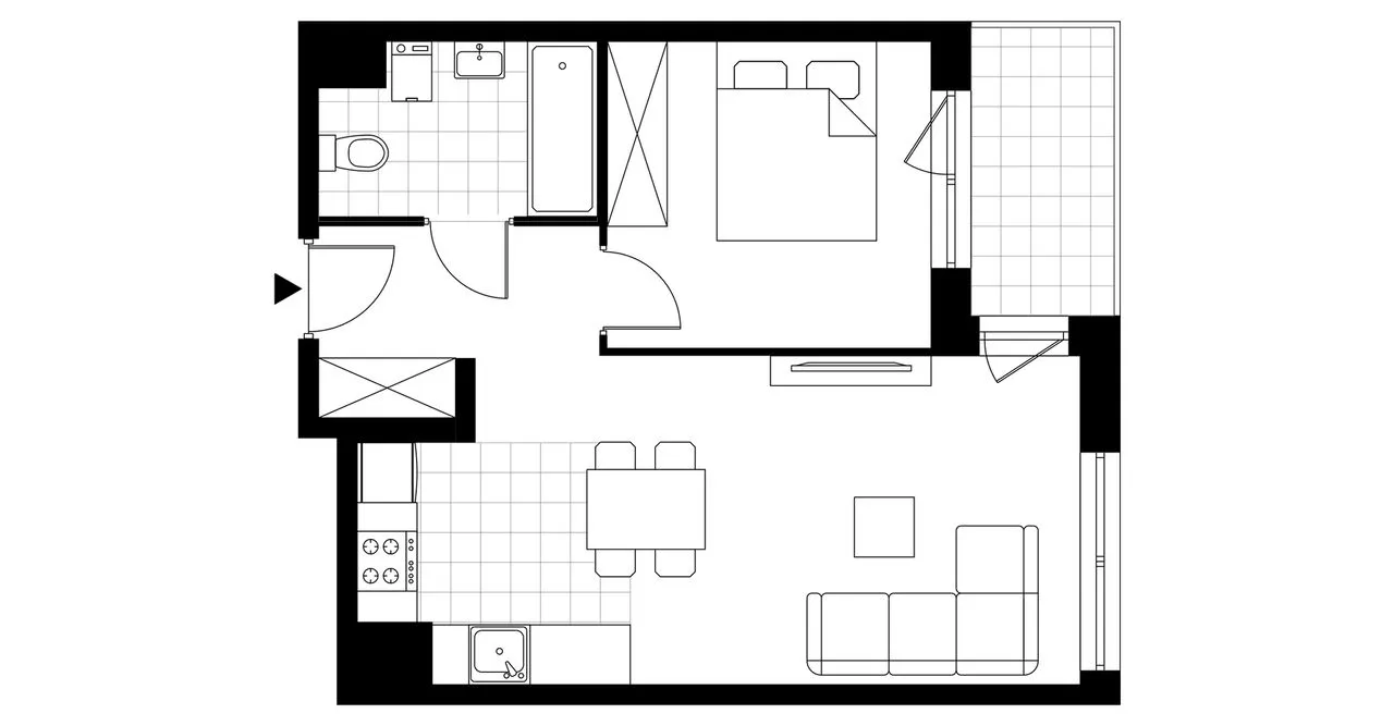 2-pokojowe mieszkanie 41m2 + loggia Bezpośrednio