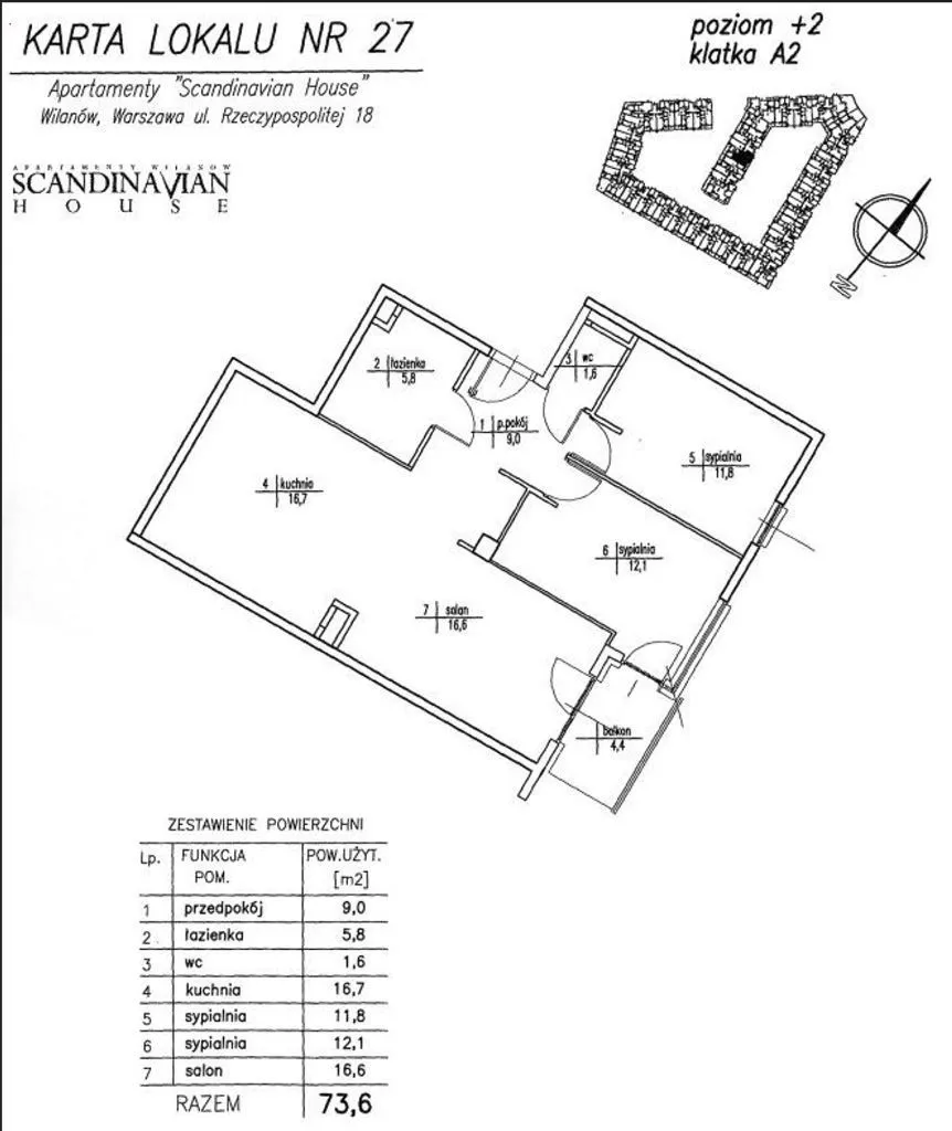 Bezpośrednio 3 pok. 73,6 m2 Al Rzeczypospolitej 18