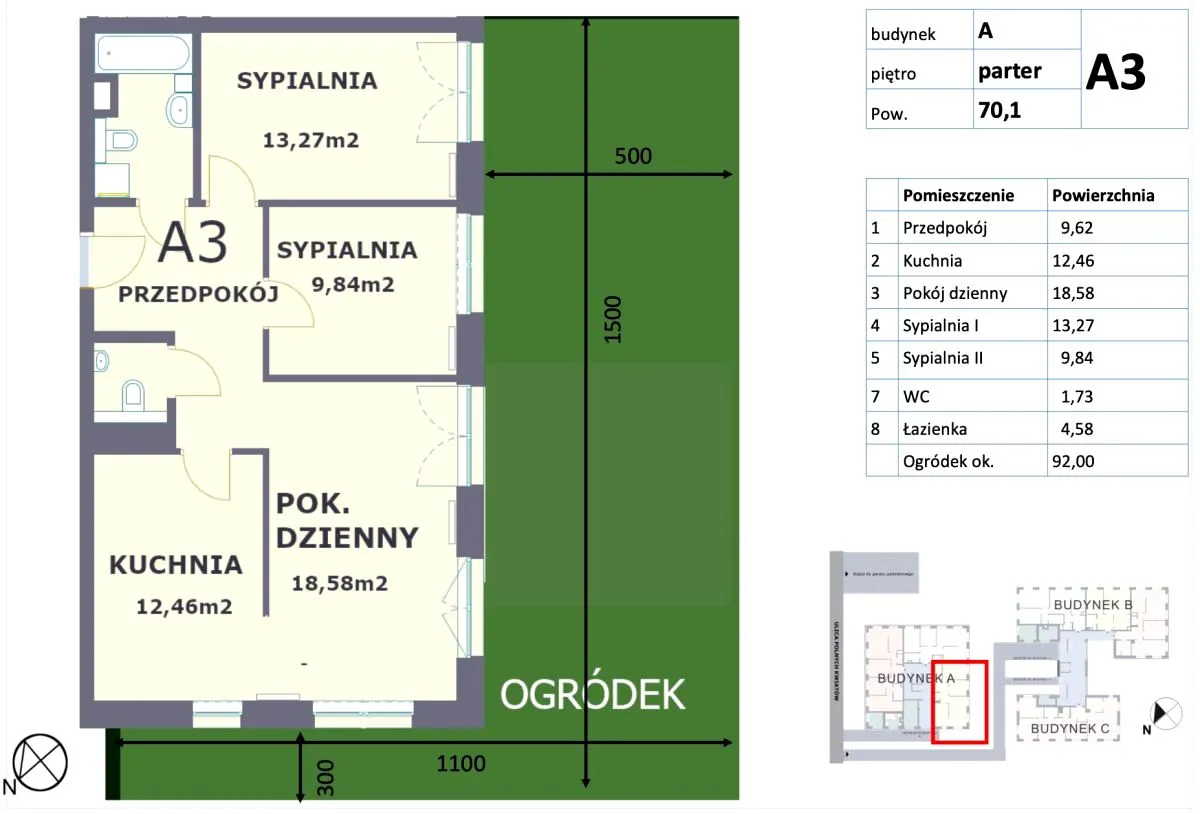 113m2 Ogródka | 3m wysokości | Parking