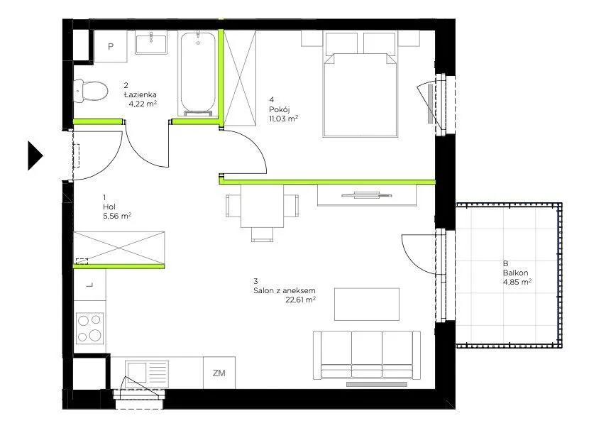 NOWE do wykończenia 2-pokoje 44,5m2 Ochota/Włochy