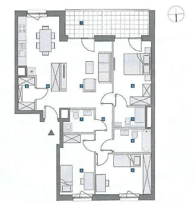 Apartament 4 pokojowy 97,65m2z logią 11.6m2 w stanie deweloperskim 