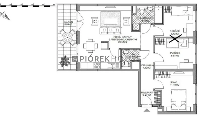 3-pokojowe mieszkanie na Mokotowie 