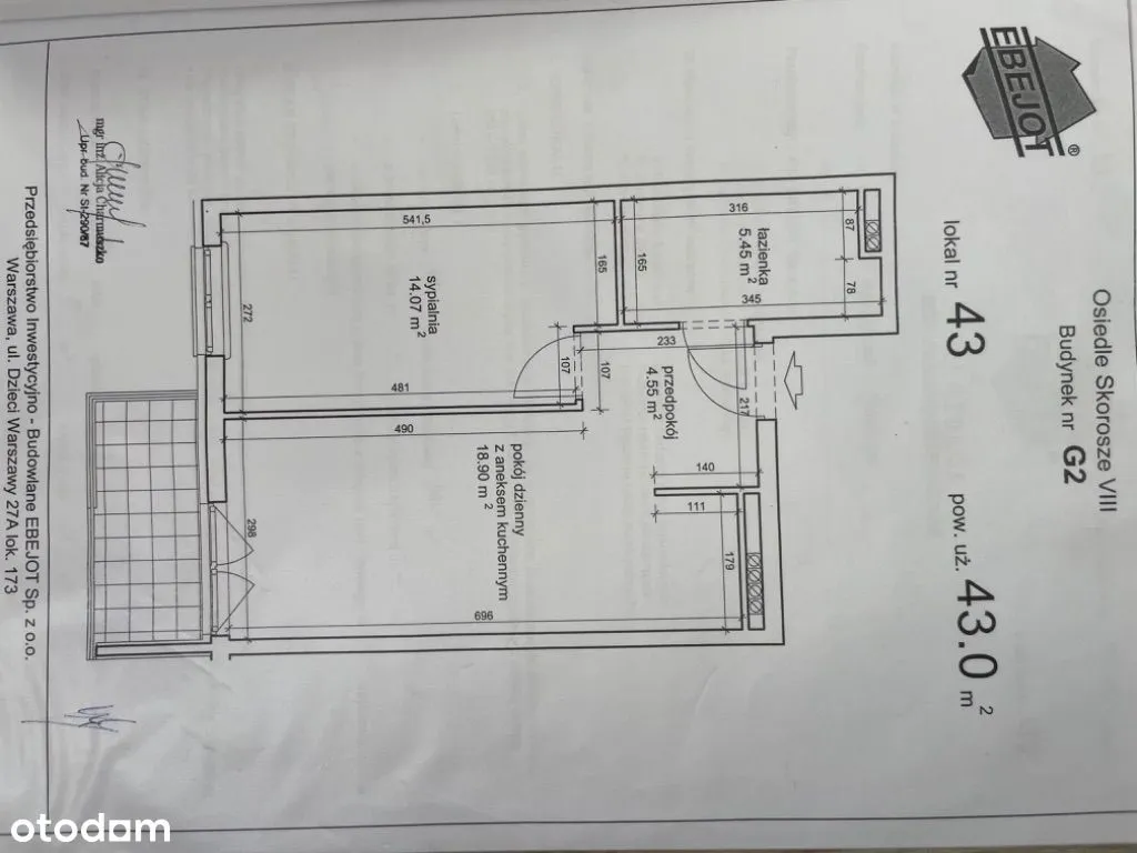 Ładne,kameralne, gotowe do wprowadzenia 2 pok.43m2