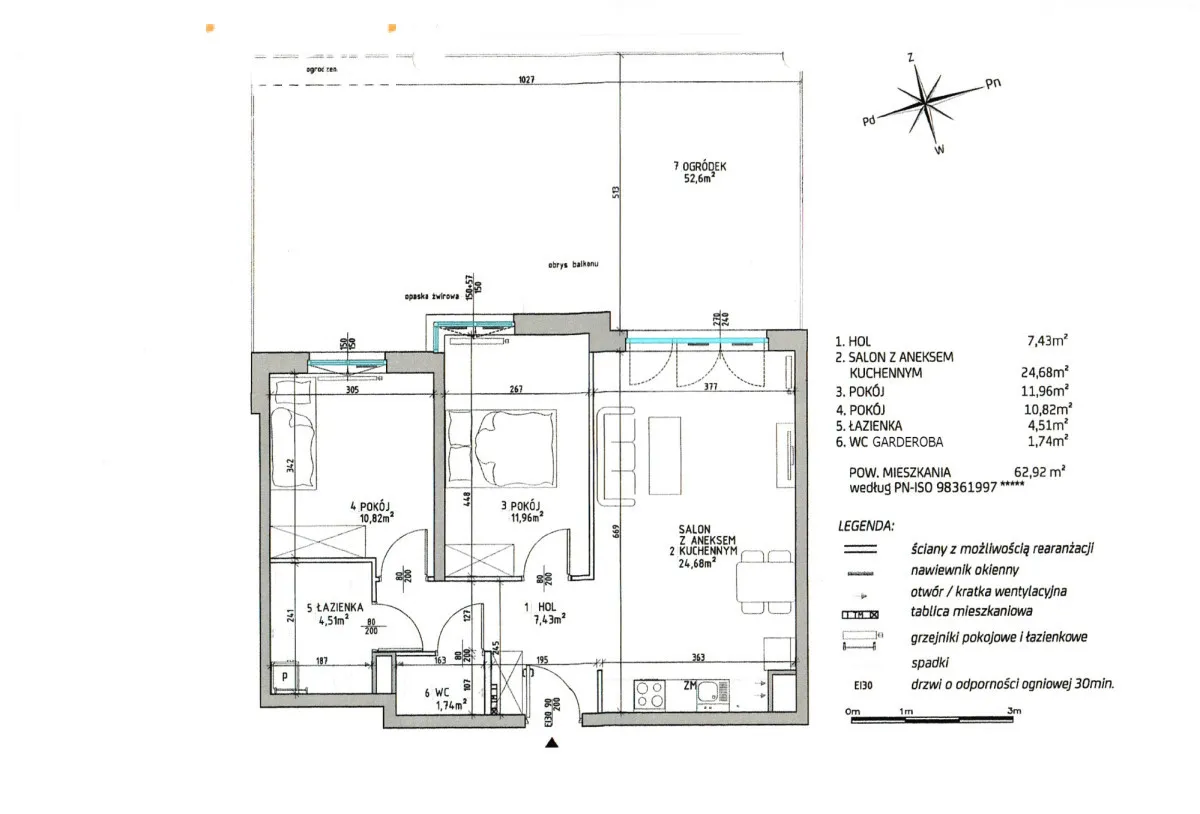 3 pokoje 63 m2 ogród 53 m2 garaż x2 Metro Chrzanów 