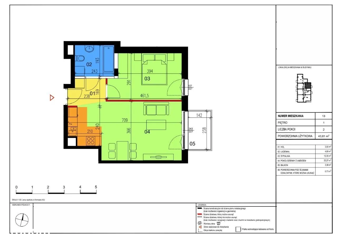 Nowe 2 pokoje 43,81 m2 SKM Gocławek 0% Prowizji