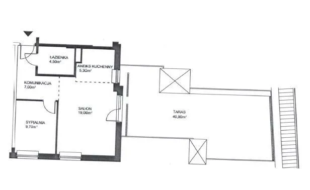 mieszkanie 45,5 m², duży taras, garaż, Włochy