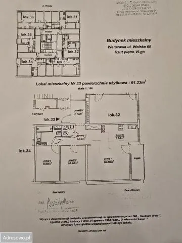 Warszawa Wola, ul. Wolska Mieszkanie - 3 pokoje - 62 m2 - 6 piętro