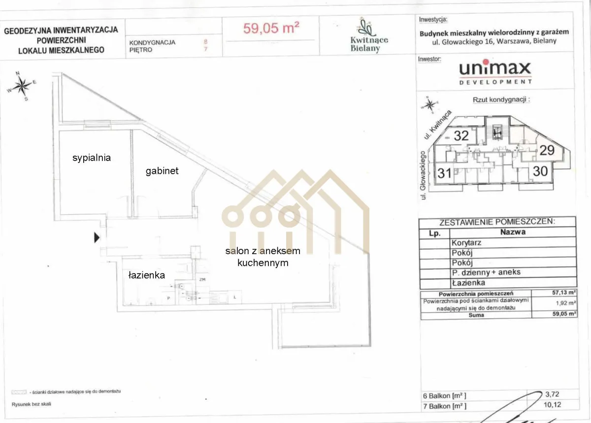 Apartament 3-pokoje z 2 balkonami i klimatyzacją 