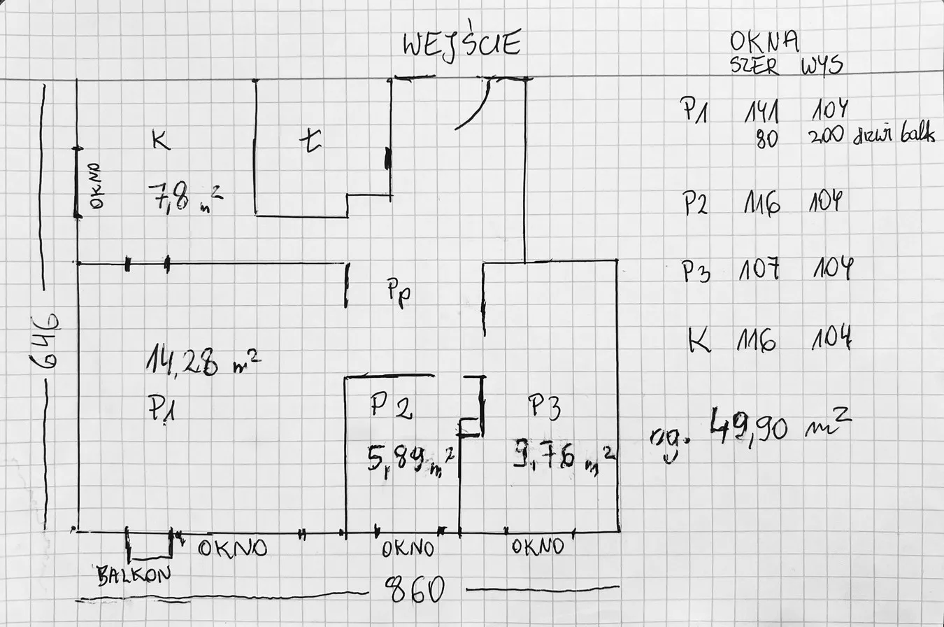 3 pok. 49,9m2 p.IX Piękny widok z balkonu 