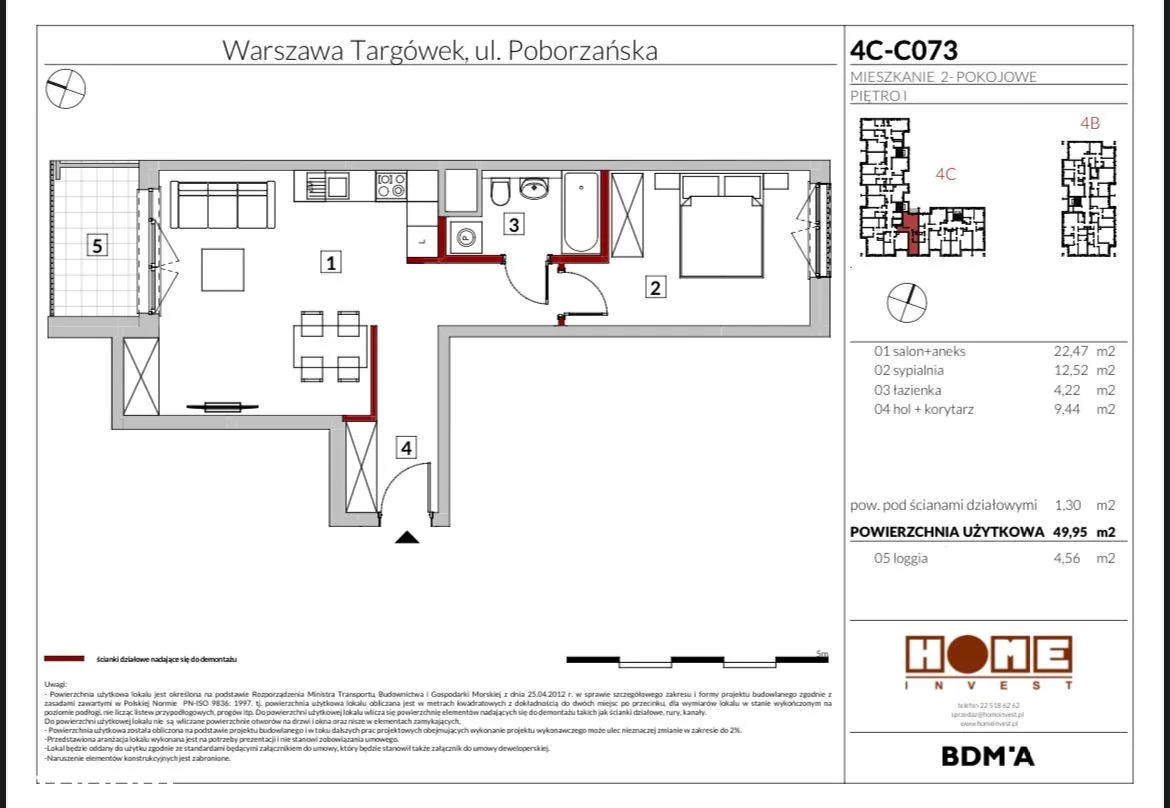 Mieszkanie 49,95m2, dwa pokoje, Bródno/Targówek