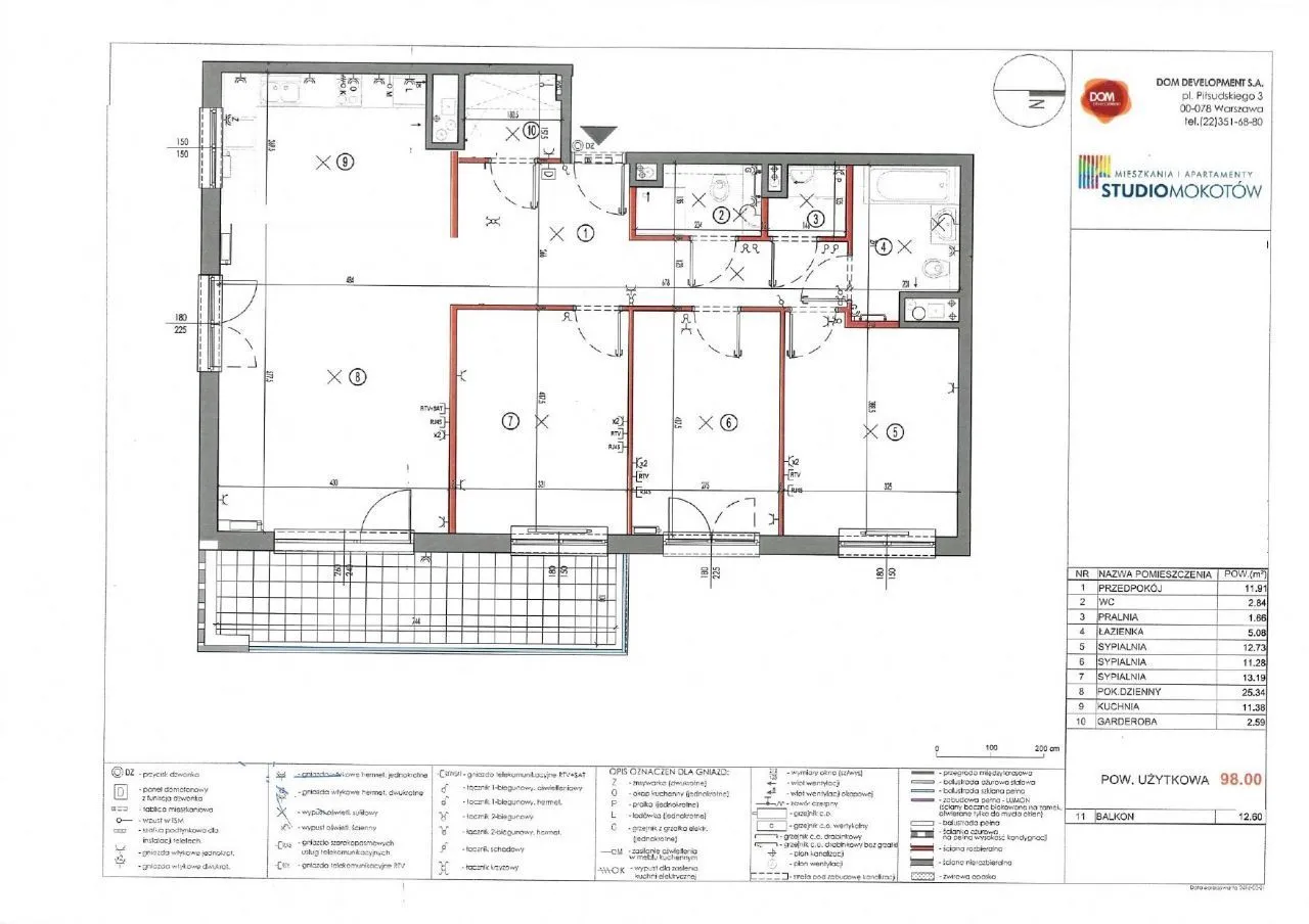 Mokotów mieszkanie 4 pokoje 98 m2 duży balkon