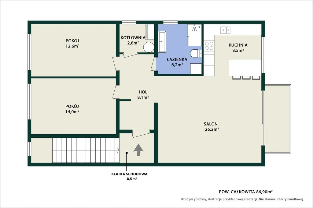 3 pokoje w stanie deweloperskim + poddasze 50 m2 