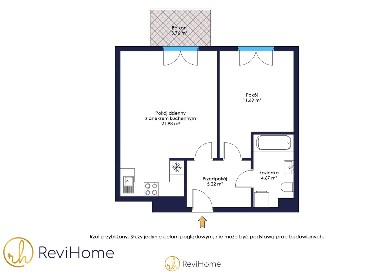 Mieszkanie - 2 pok 43m2 + balkon + m.post rodzinne 