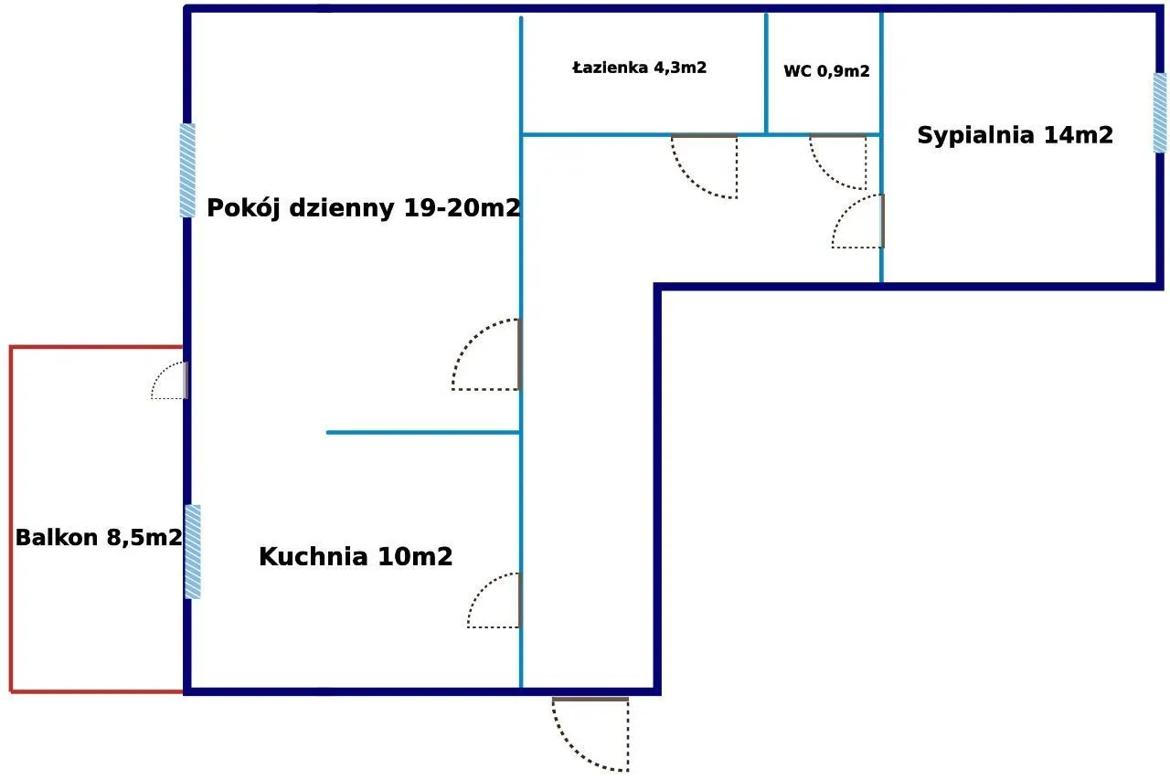 Przestronne 2pok z dużym balkonem na Grochowie