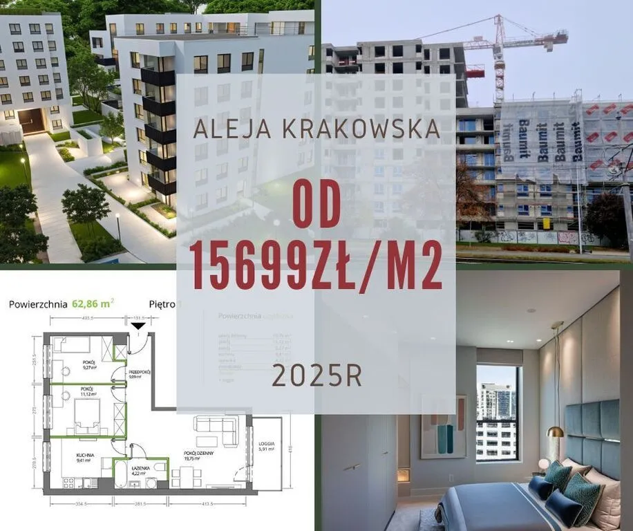 62m2 możliwość 4 pokoi 2025r. 0% Al. Krakowska