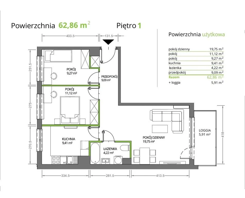 62m2 możliwość 4 pokoi 2025r. 0% Al. Krakowska