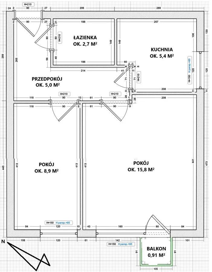 2 pokoje słoneczne i z potencjałem 38,8 m2 Mokotów SADYBA 