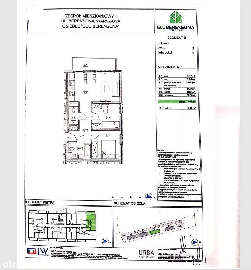 Osiedle ECO Berensona, mieszkanie 3 pokoje 52,47m2