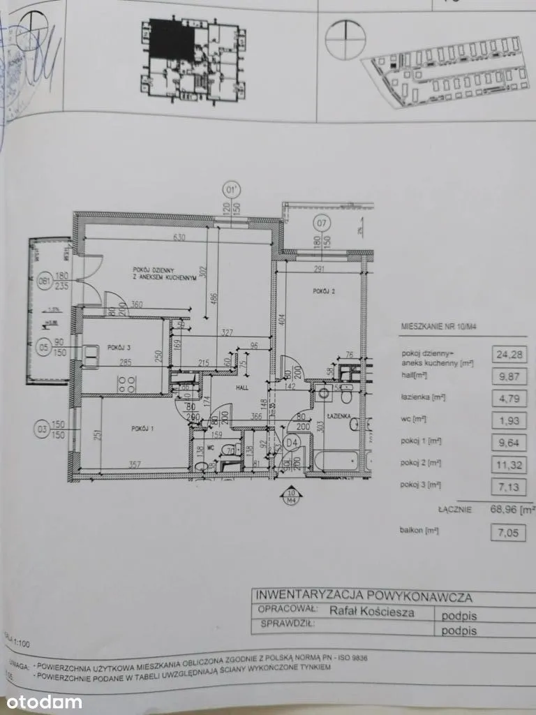 Mieszkanie - 4 pokoje, 69m2