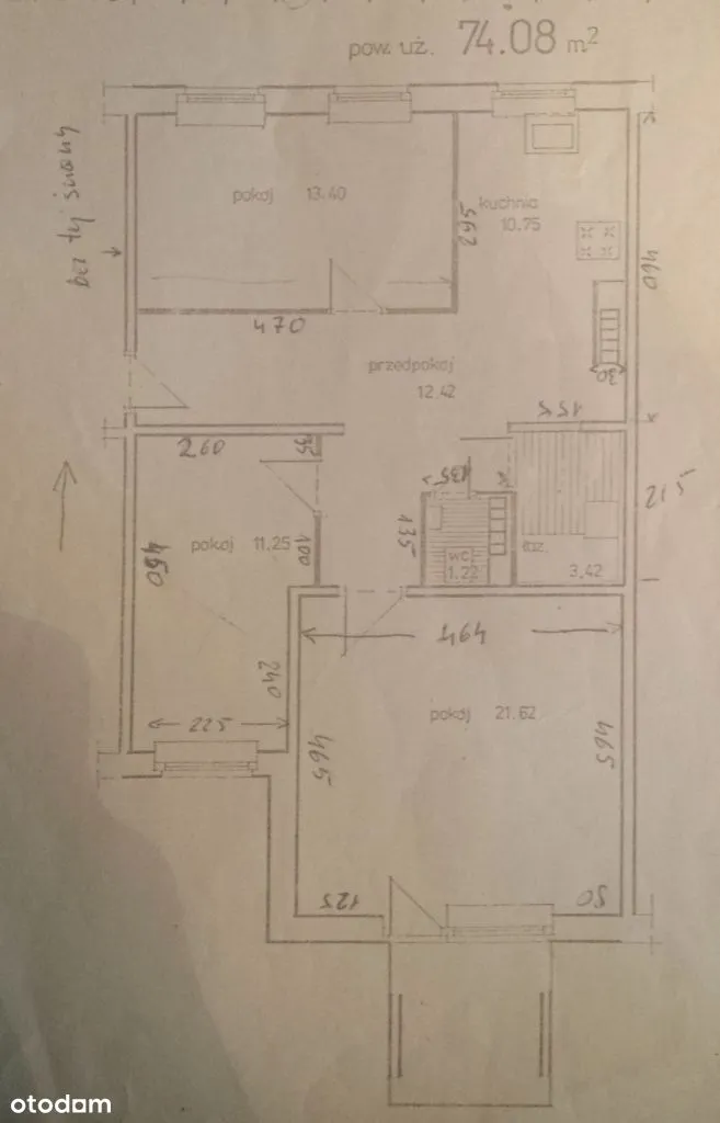 Mieszkanie 74m2 - 3 pokoje duży balkon, metro