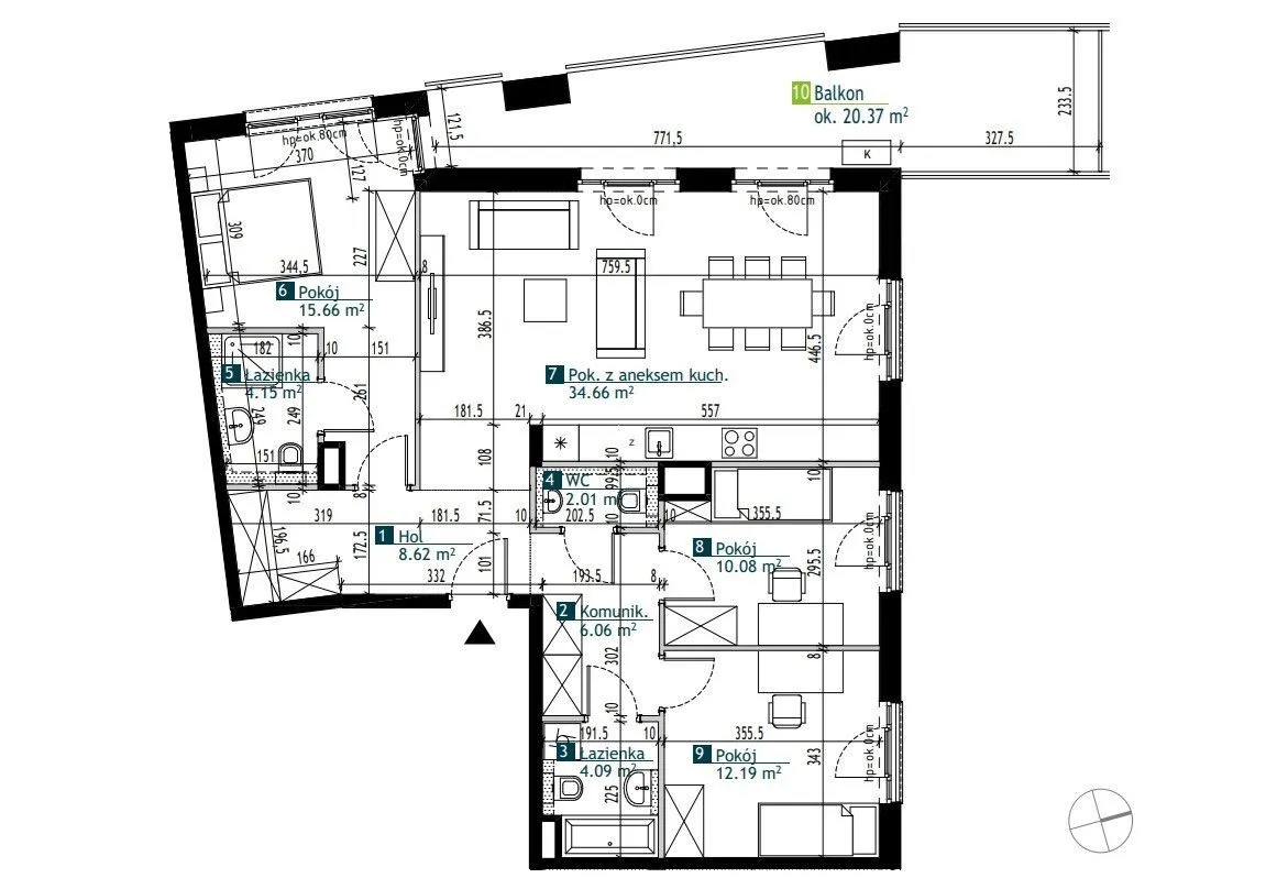 Obszerny balkon aż 20m2. Idealny układ dla rodziny 