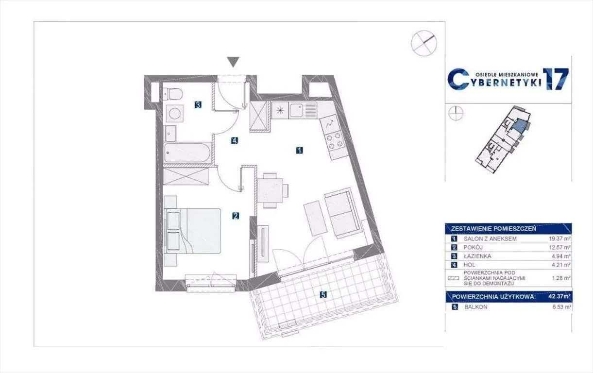 Wynajmę mieszkanie dwupokojowe: Warszawa Mokotów , ulica ul. Komputerowa, 42 m2, 3500 PLN, 2 pokoje - Domiporta.pl