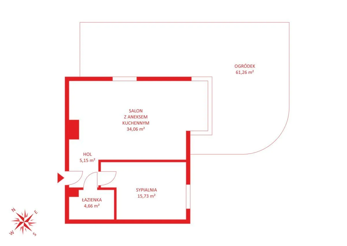 Dla pary/singla/pow.60m2+ogródek 61,27m2 