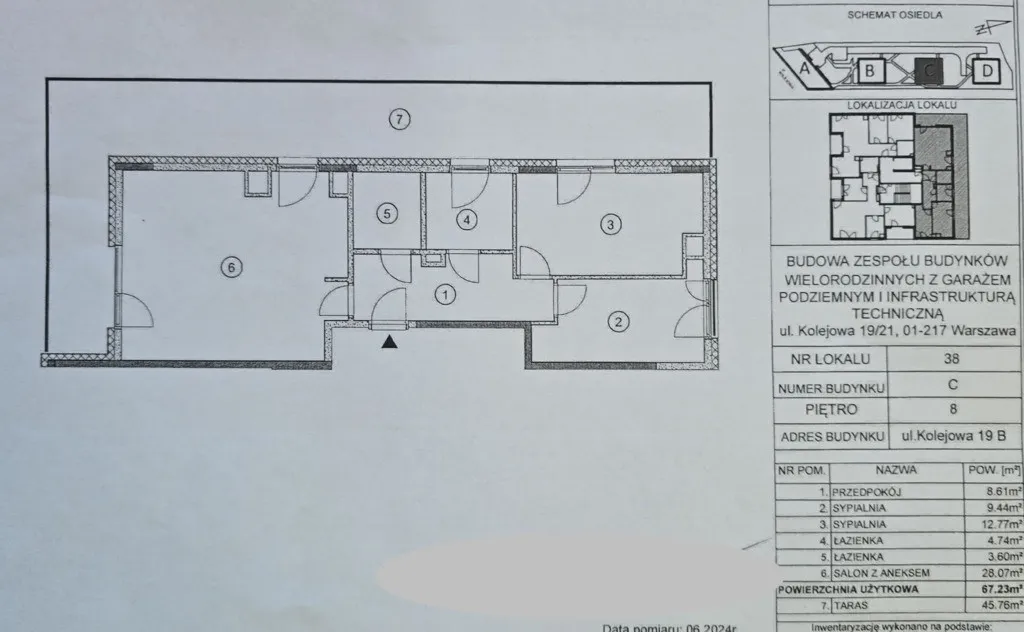 Klucze do odbioru 23 500zł/m2 taras 46m2 