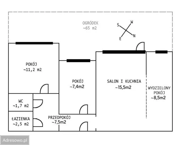 Warszawa Bemowo, ul. Waleriana Czumy Mieszkanie - 3 pokoje - 50 m2 - parter