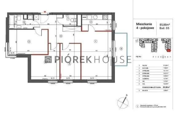 Mieszkanie na sprzedaż 4 pokoje 86m2