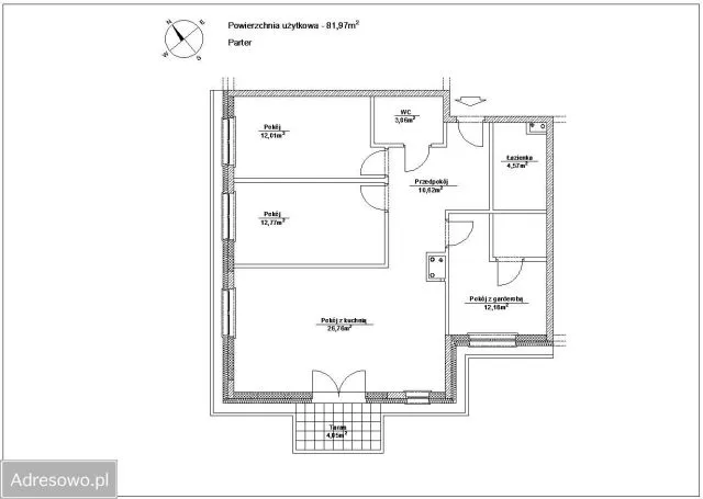 Warszawa Ursus, ul. Dzieci Warszawy Mieszkanie - 4 pokoje - 82 m2 - parter