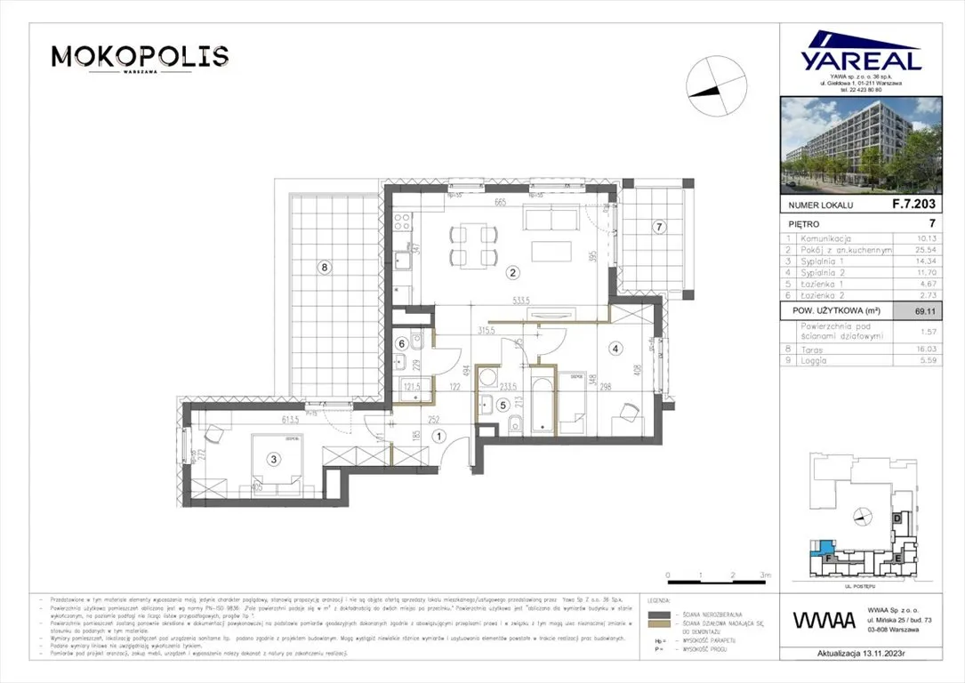 Sprzedam mieszkanie trzypokojowe: Warszawa Mokotów , ulica Postępu, 69 m2, 1575501 PLN, 3 pokoje - Domiporta.pl