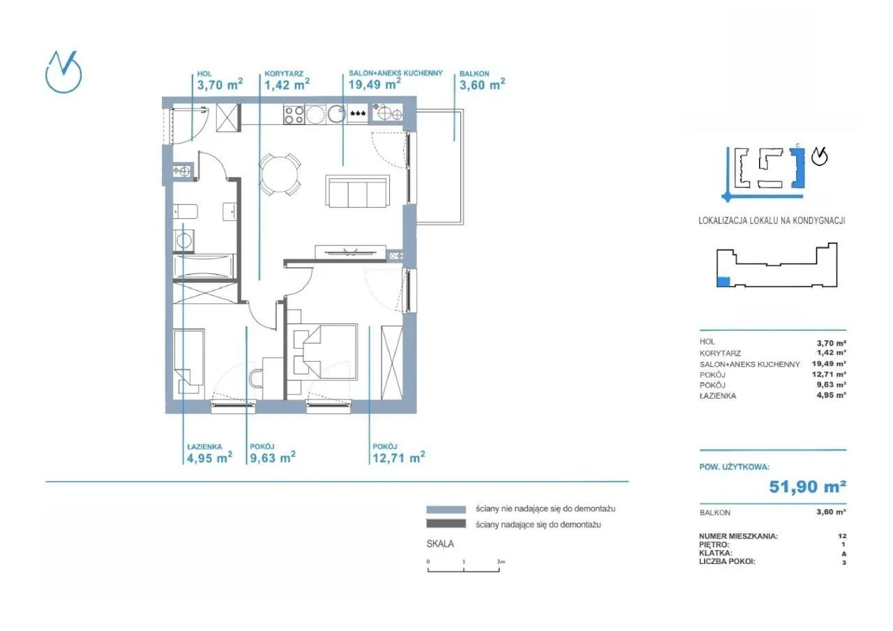 Nowe funkcjonalne 3 pokoje 51,9m2 Ursus 0%Prowizji