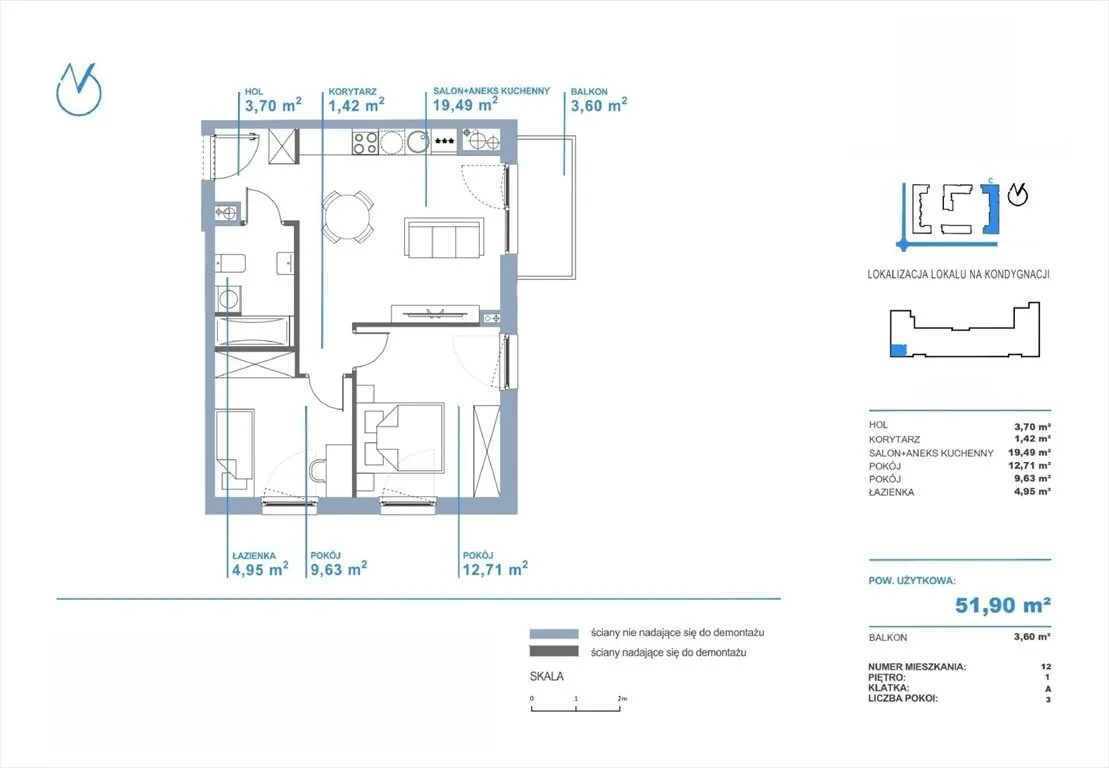 Sprzedam mieszkanie trzypokojowe: Warszawa Ursus , ulica ul. Silnikowa, 51 m2, 713050 PLN, 3 pokoje - Domiporta.pl