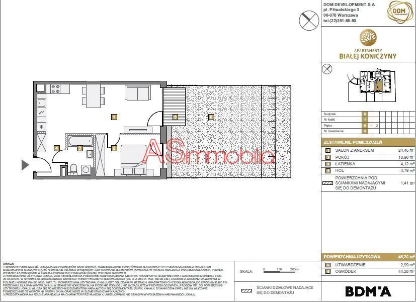 Nowe,Bez prowizji! 46m2, ogródek,Warszawa-Mokotów 