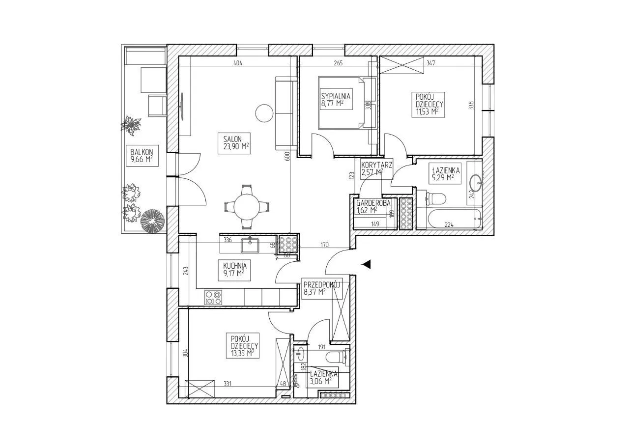 Słoneczny apartament na ostatnim piętrze